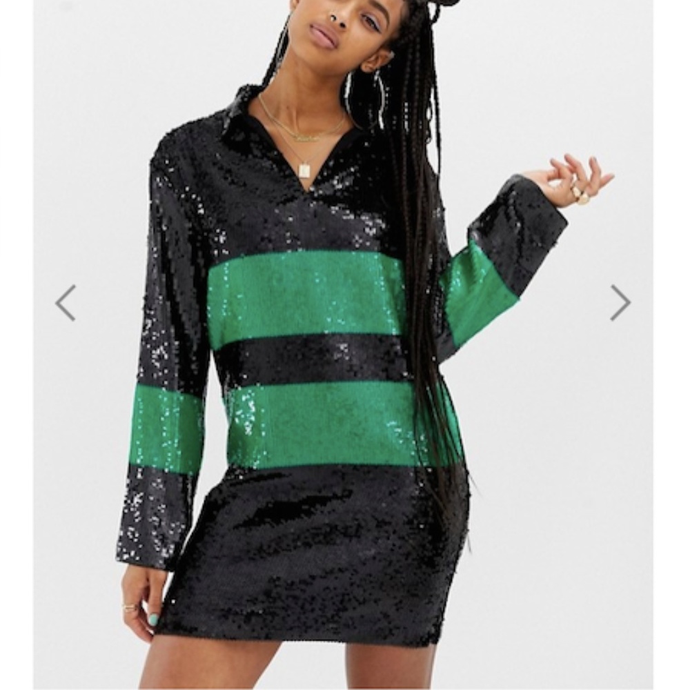 Asos Collusion Sequin Mini Rugby Dress